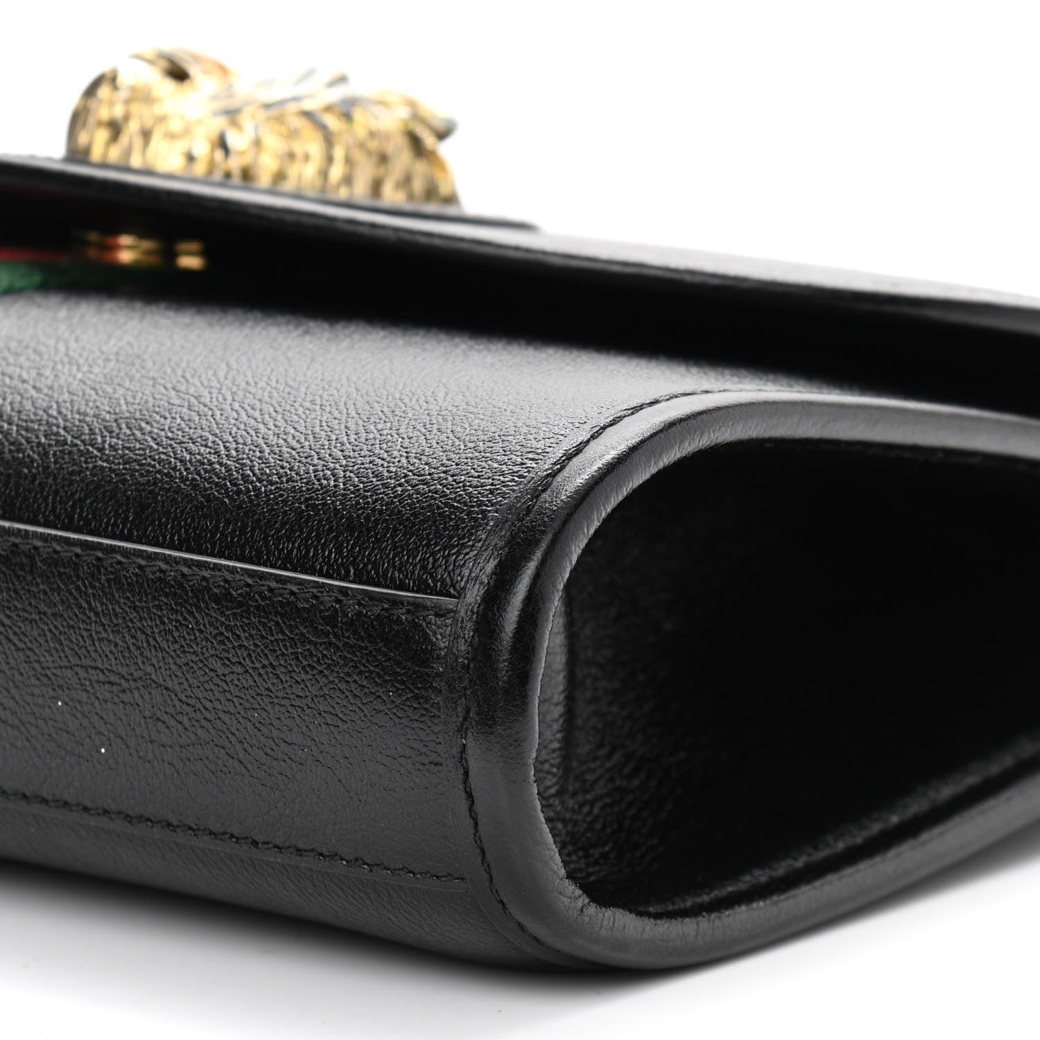 Gucci Textured Calfskin Web Small Rajah Slim Flap Shoulder Bag Black 10 of 10