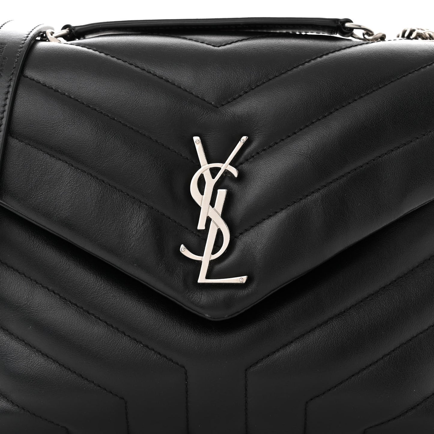 Calfskin Y Quilted Monogram Small Loulou Chain Satchel Black