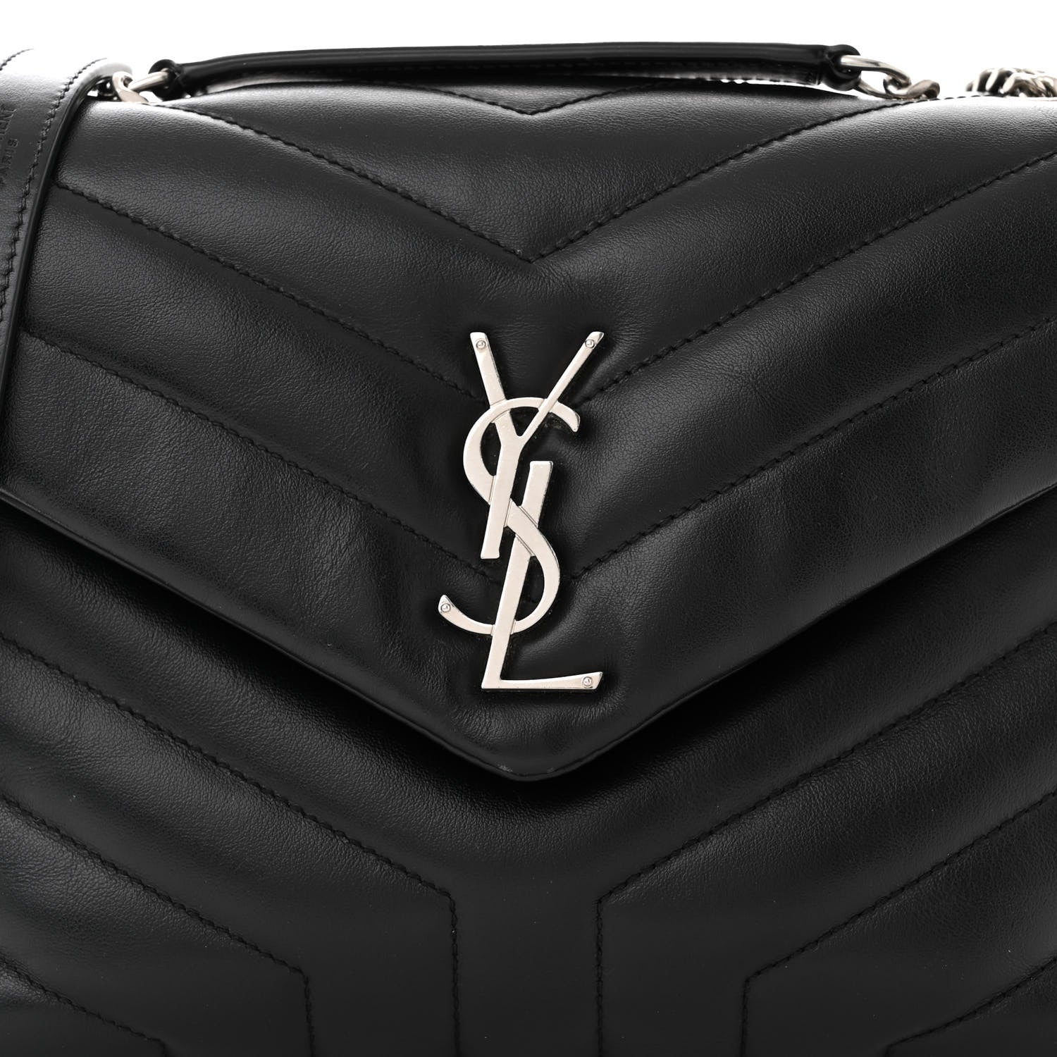 Saint Laurent Calfskin Y Quilted Monogram Small Loulou Chain Satchel Black 8 of 10