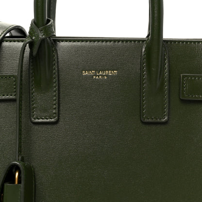 Saint Laurent Calfskin Nano Sac Leather Satchel Dark Pine 8 of 10