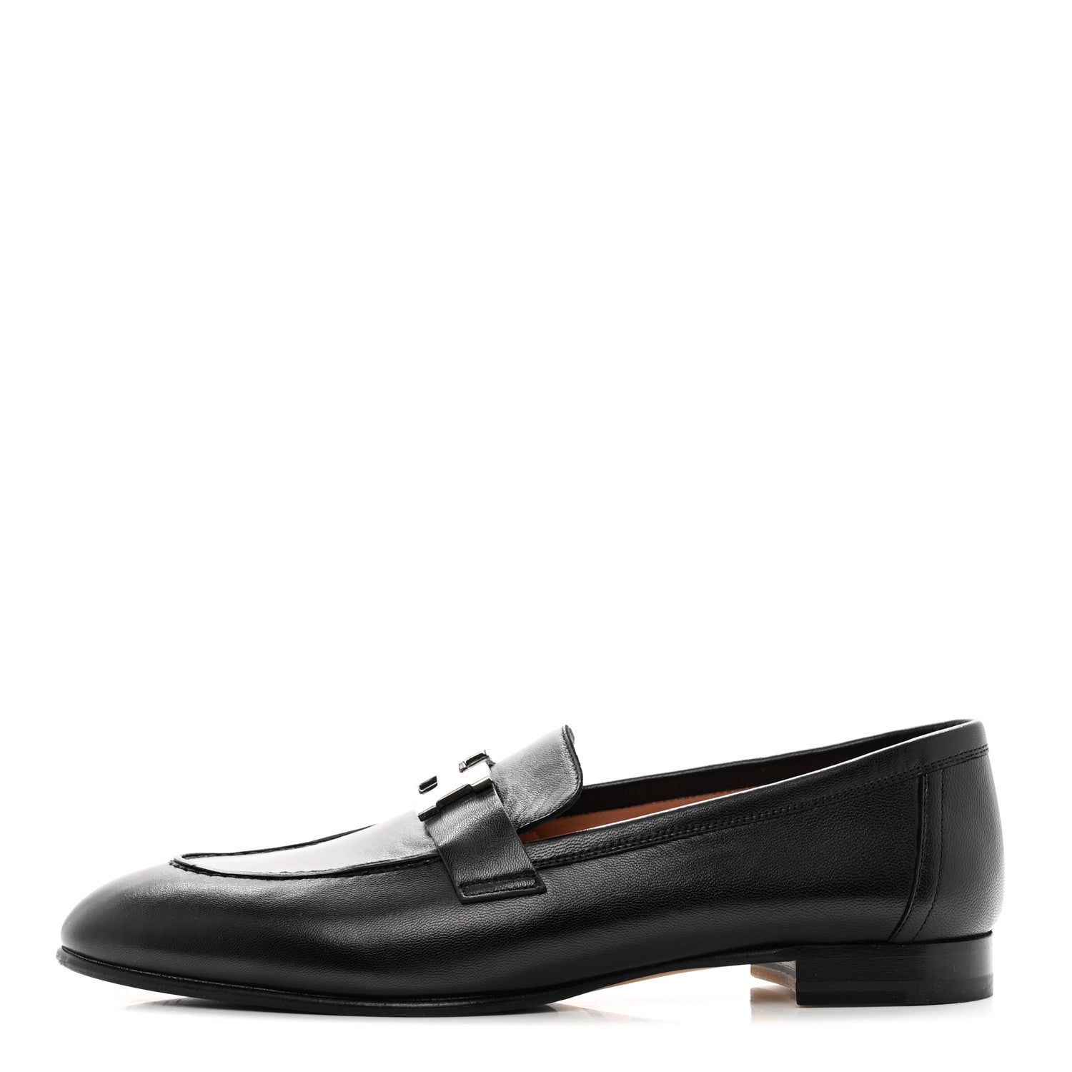Hermes Goatskin Womens Paris Loafers 40 Black 1 of 9