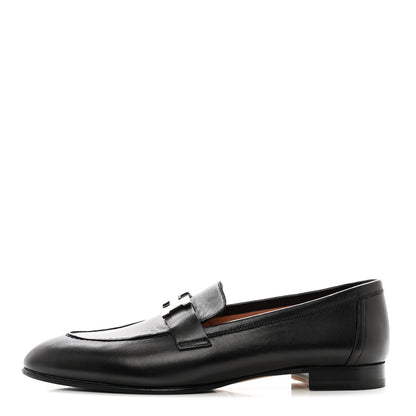 Hermes Goatskin Womens Paris Loafers 40 Black 1 of 9