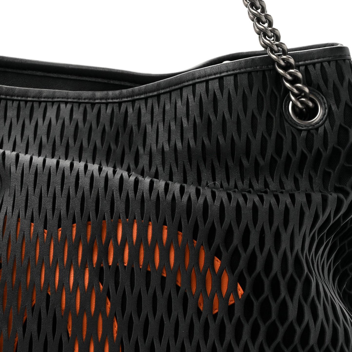 Calfskin Laser Cut Perforated CC Tote Black