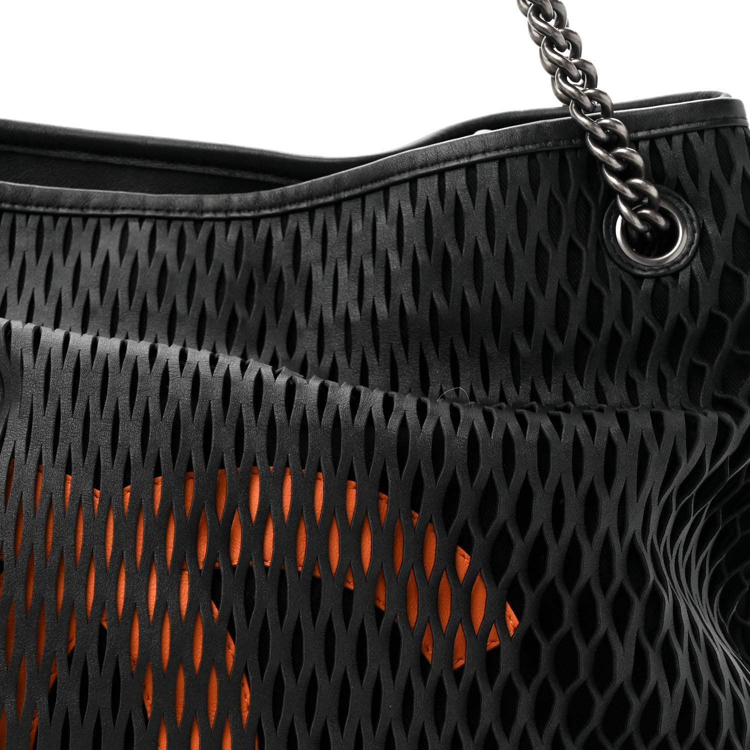 Chanel Calfskin Laser Cut Perforated CC Tote Black 8 of 10