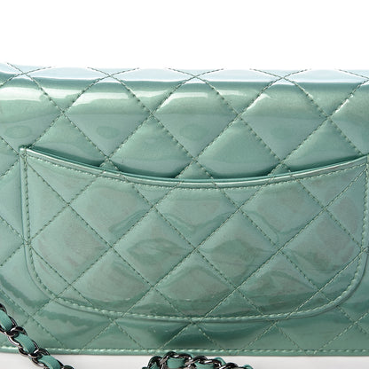 Chanel Patent Quilted Wallet On Chain WOC Green 12 of 14
