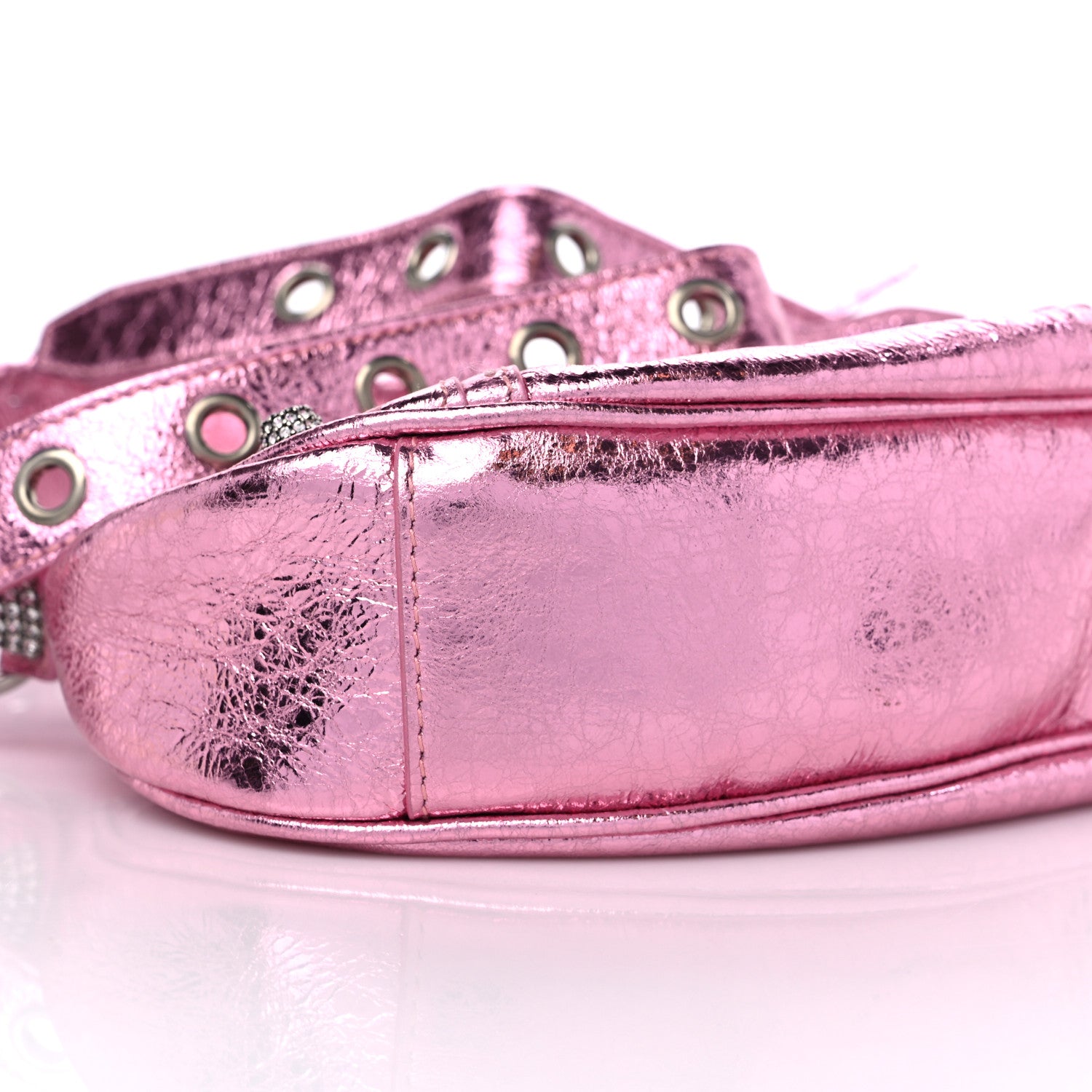 Balenciaga Metallic Agneau Arena Crystal Le Cagole Shoulder Bag XS Met Pink 9 of 10