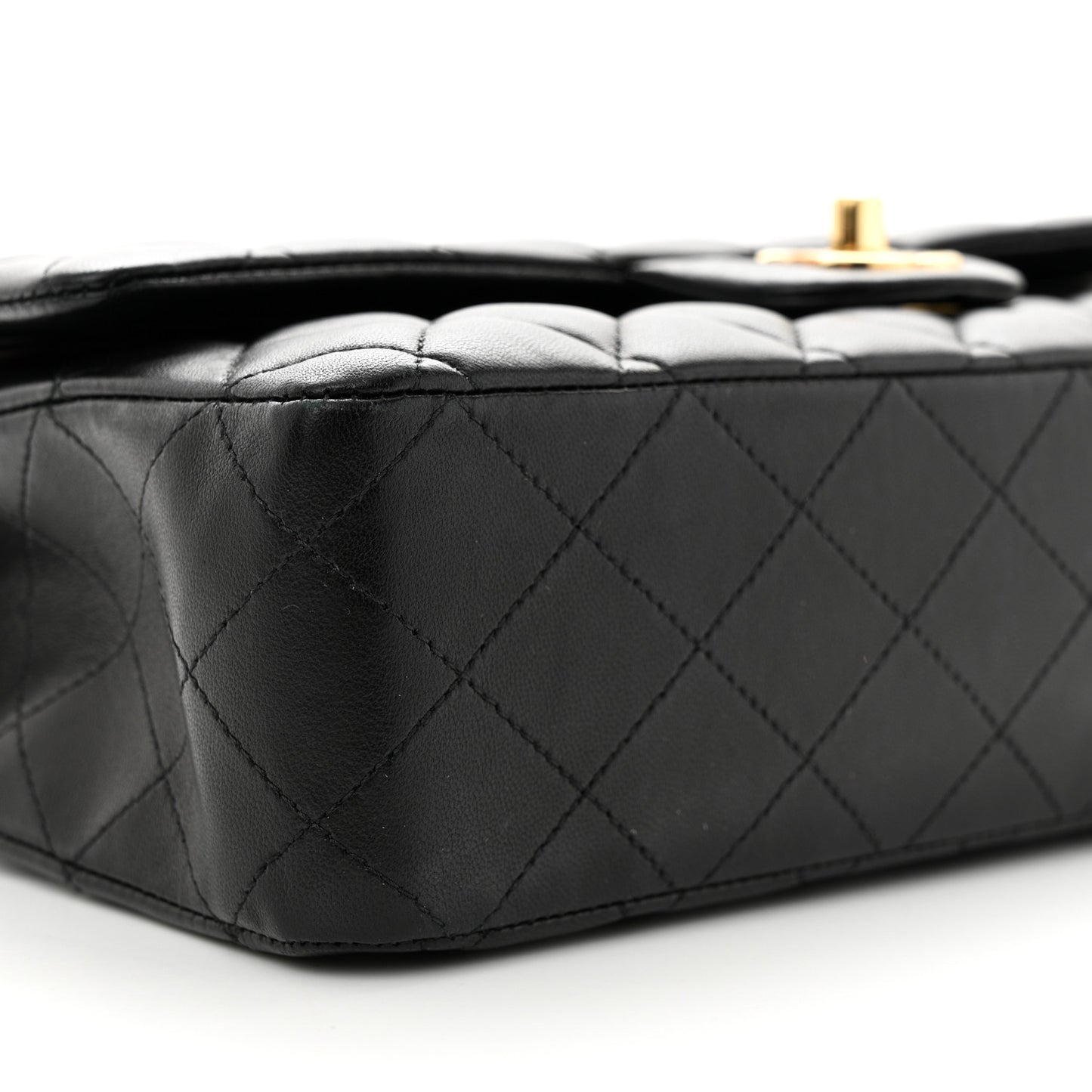 Lambskin Quilted Medium Double Flap Black