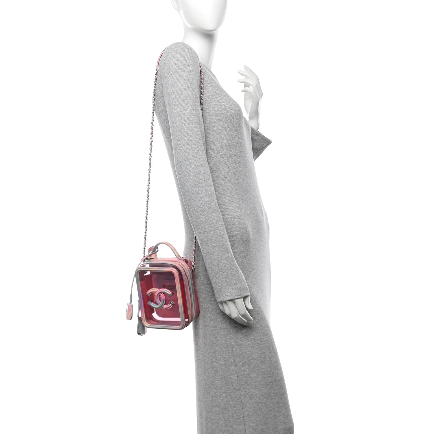 Chanel PVC Patent Calfskin Patent Lambskin Vertical Vanity Case Pink 2 of 14