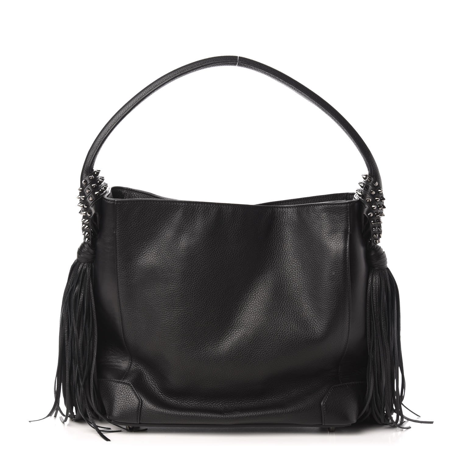 Christian Louboutin Empire Calf Spikes Fringe Eloise Hobo Black 1 of 10