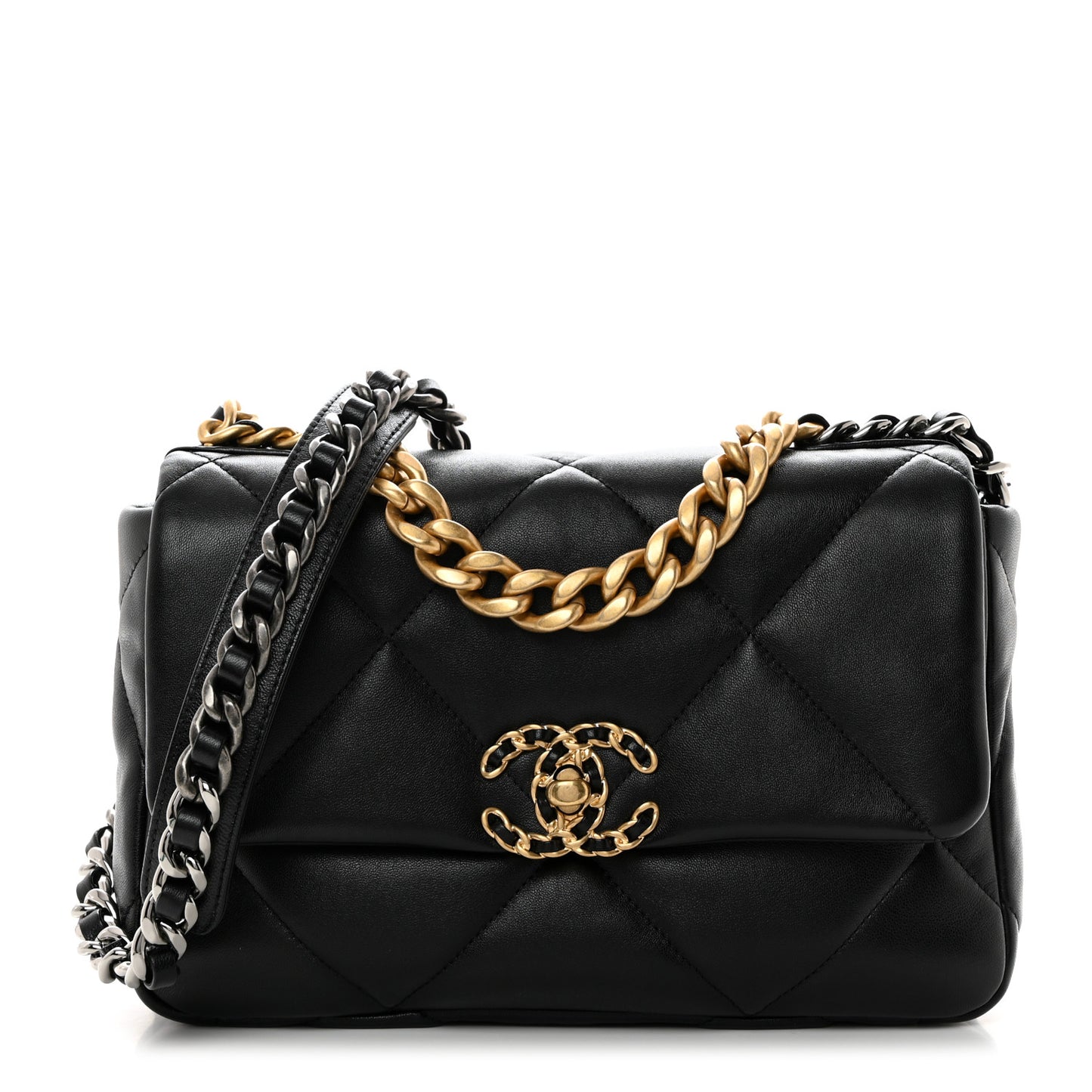 Lambskin Quilted Medium Chanel 19 Flap Black