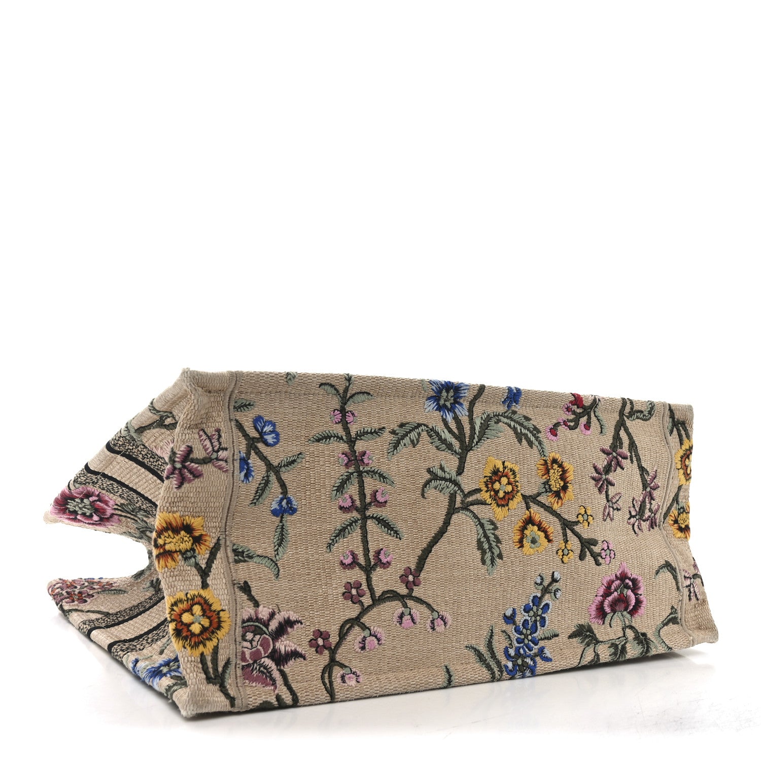 Christian Dior Raffia Embroidered Petites Fleurs Medium Book Tote Natural 4 of 10