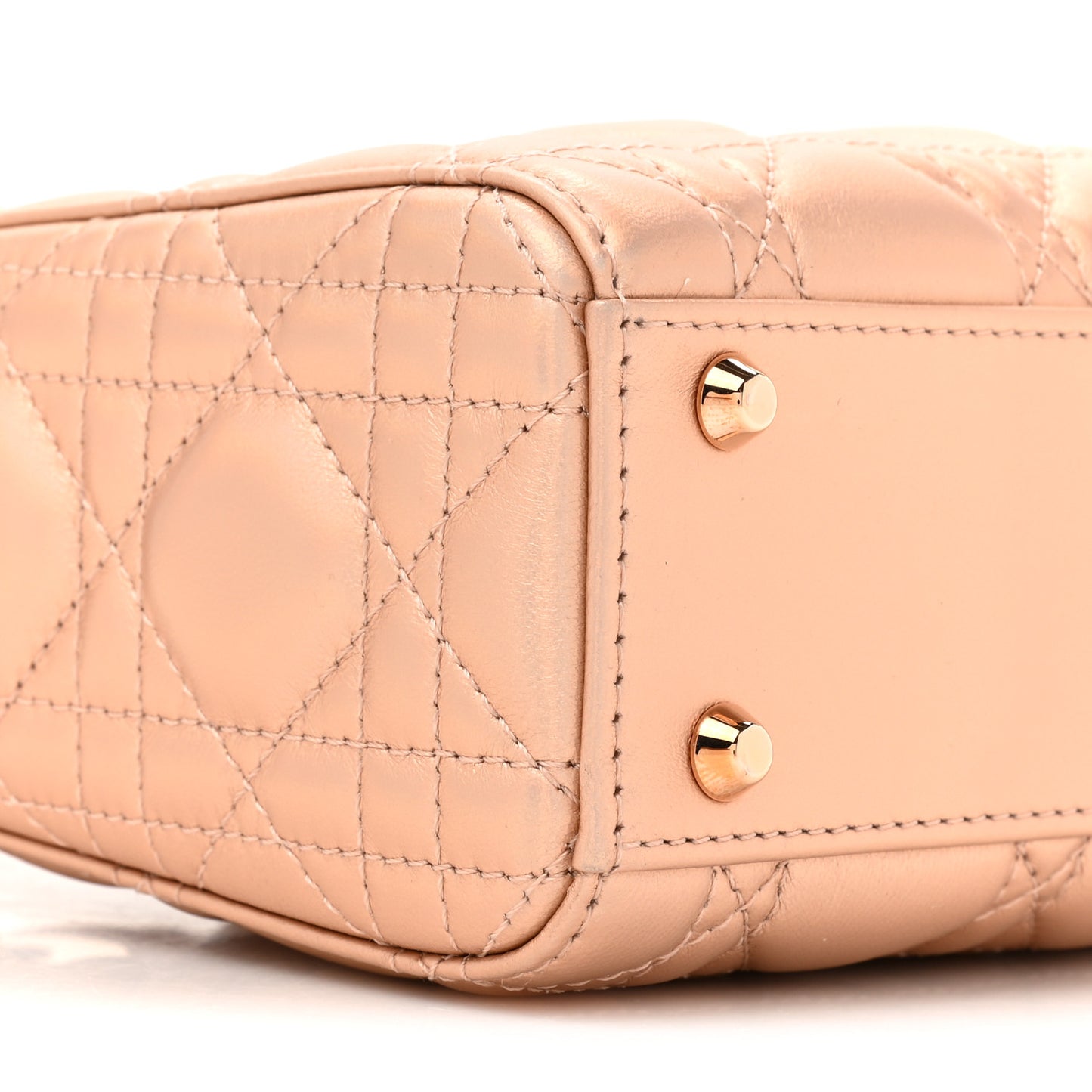 Iridescent Metallic Lambskin Cannage Mini Lady Dior Pink