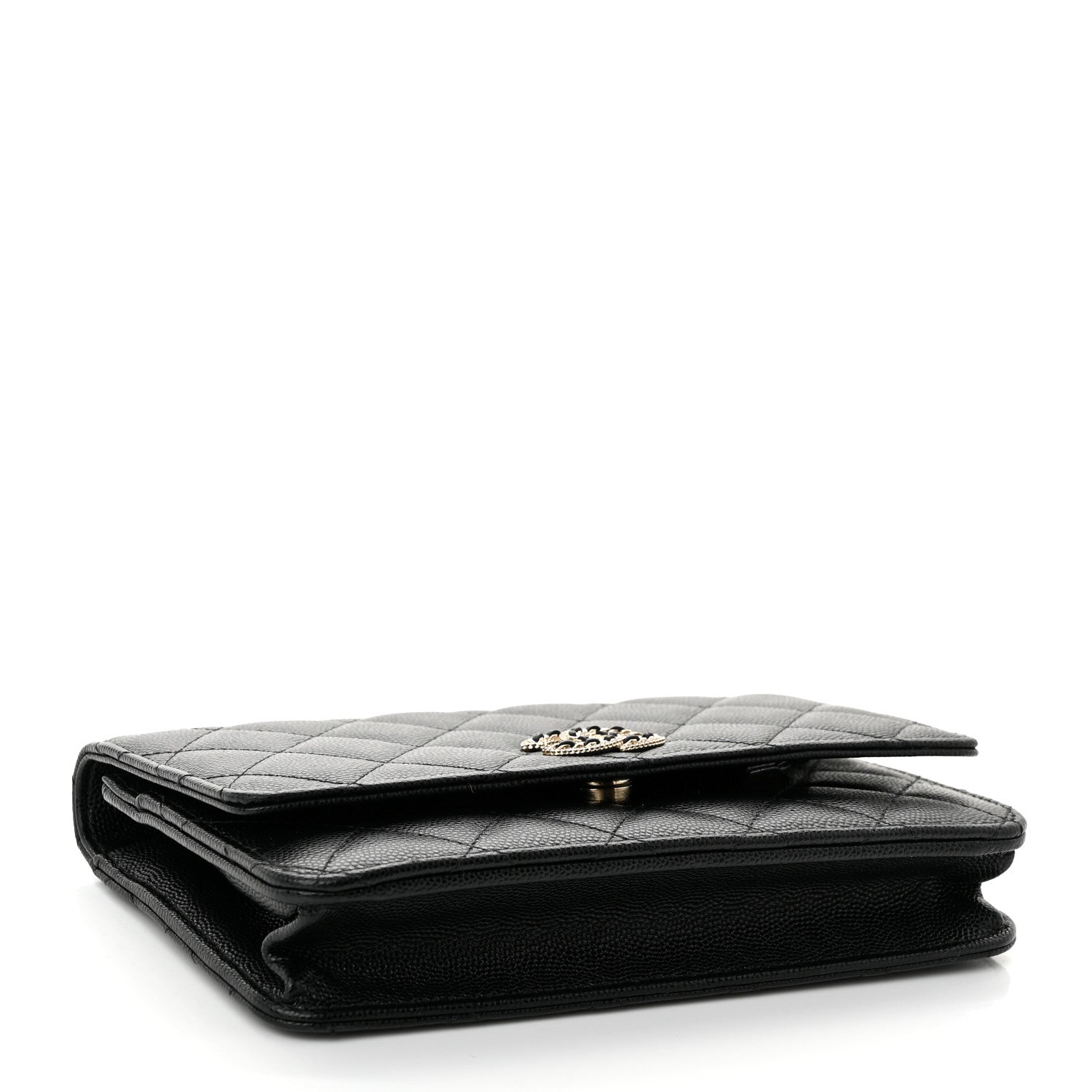 Chanel Caviar Quilted Crystal CC Wallet On Chain WOC Black 4 of 12