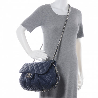 Chanel Leather Chain Around Large Messenger Navy 2 of 8