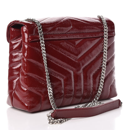 Saint Laurent Patent Y Quilted Monogram Small Loulou Chain Satchel Palissandre 3 of 12