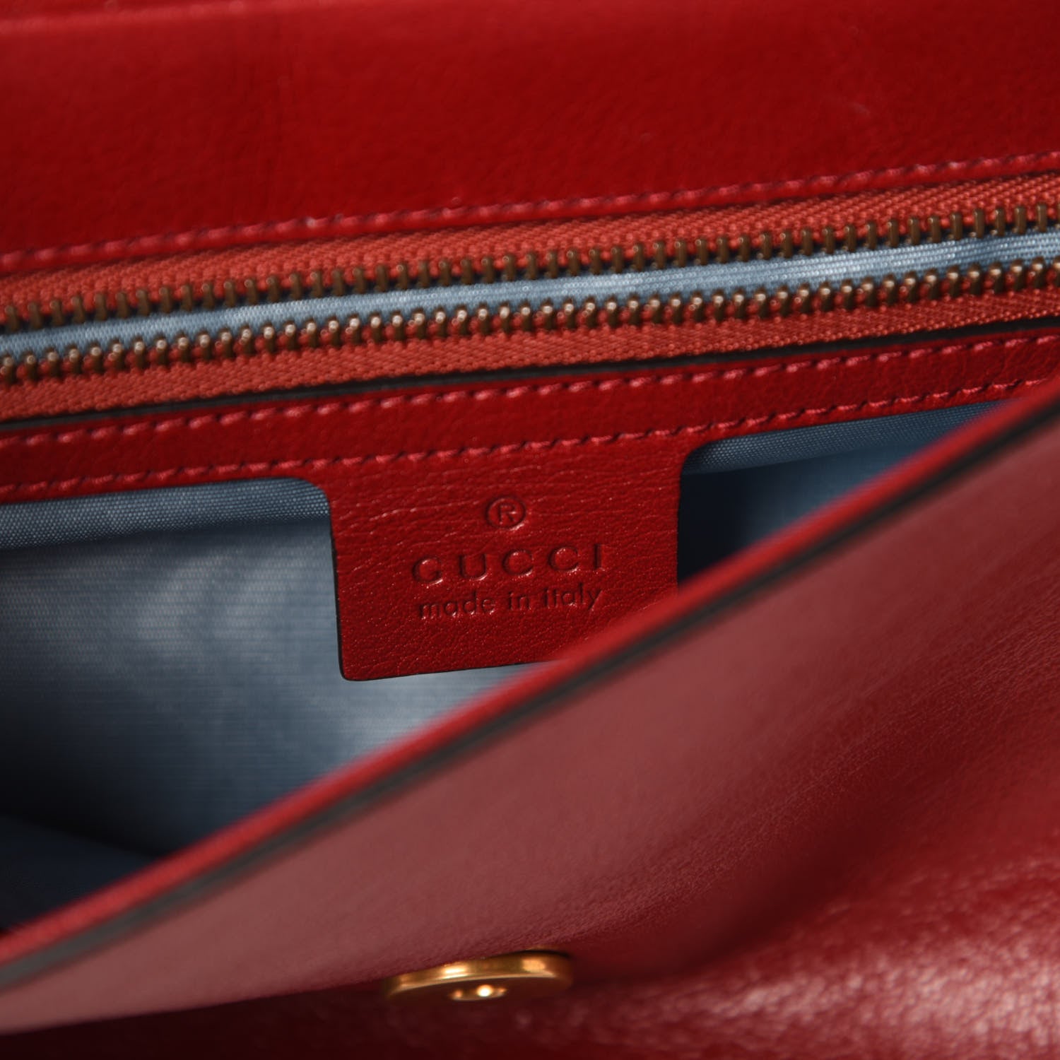 Gucci Calfskin Diagonal GG Medium Thiara Double Envelope Shoulder Bag Black Red 6 of 9