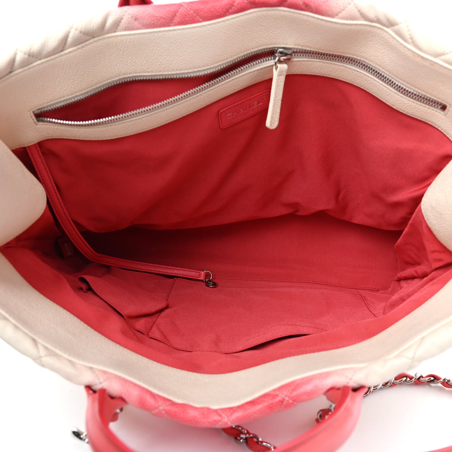 Caviar Ombre Large Shopping Tote White Rose