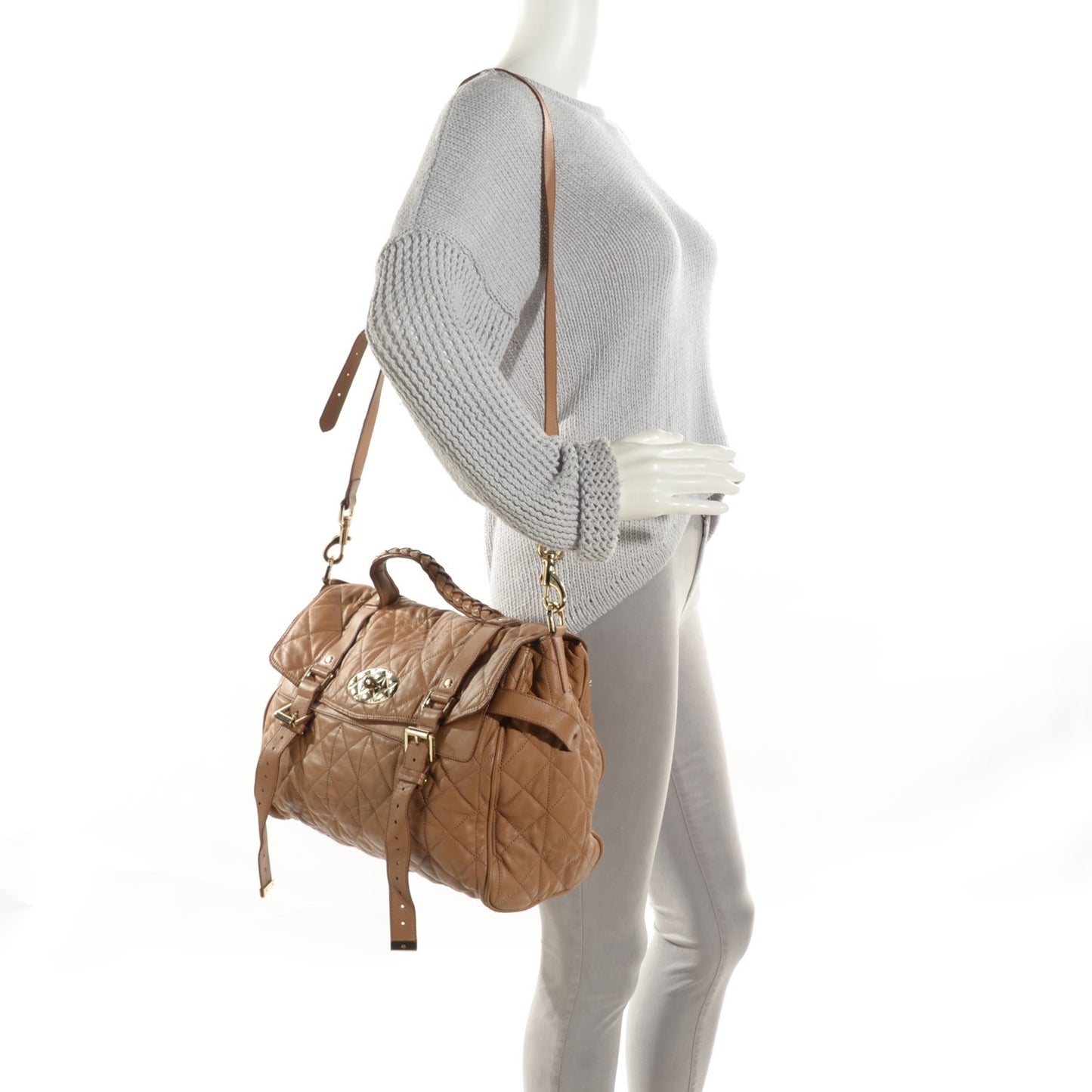 Nappa Quilted Oversized Alexa Deer Brown