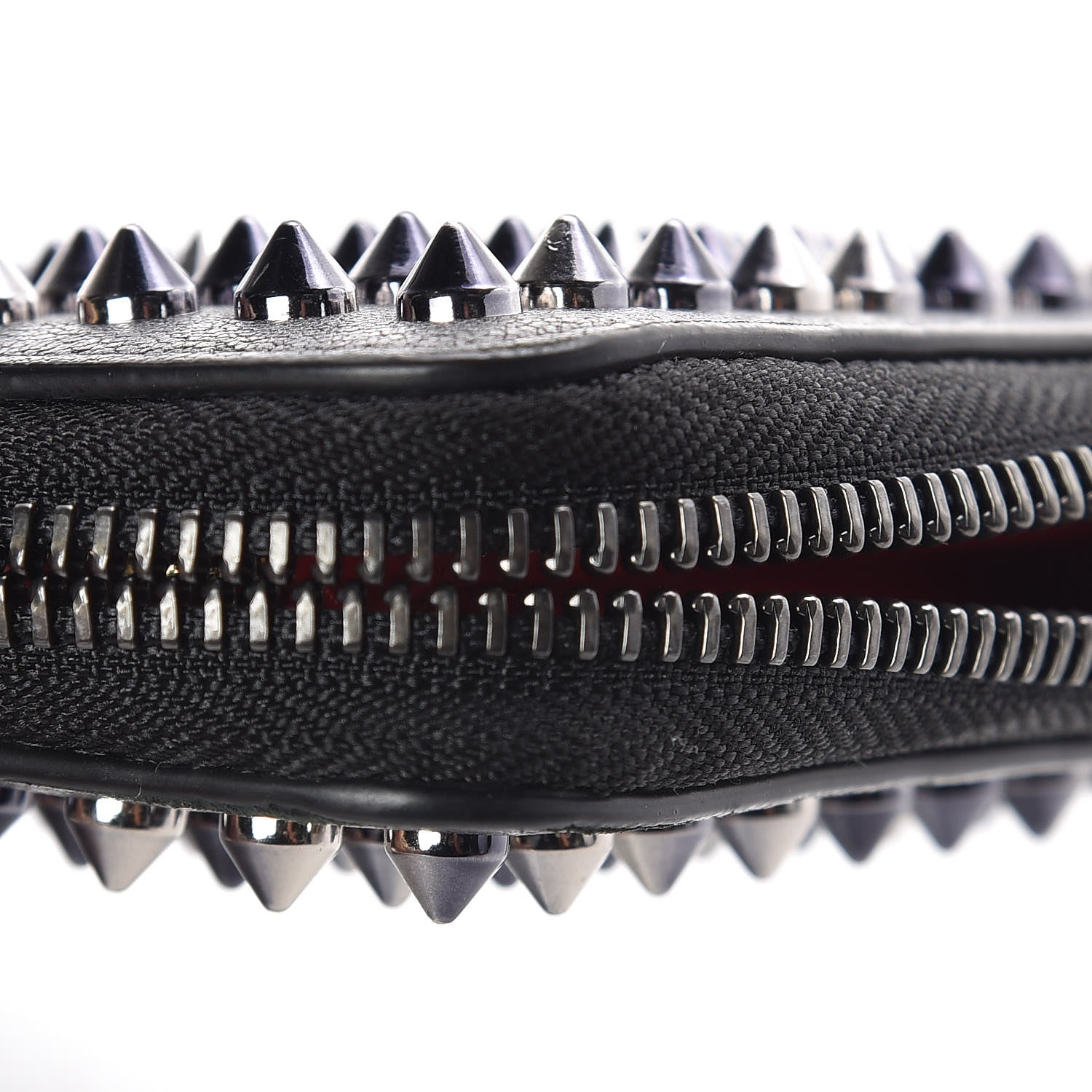 Christian Louboutin Metallic Calfskin Panettone Spiked Zip Around Wallet Anthracite Gun Metal 7 of 11