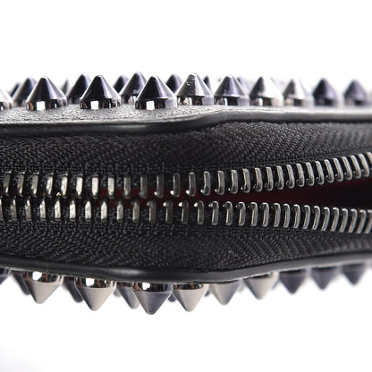 Christian Louboutin Metallic Calfskin Panettone Spiked Zip Around Wallet Anthracite Gun Metal 7 of 11