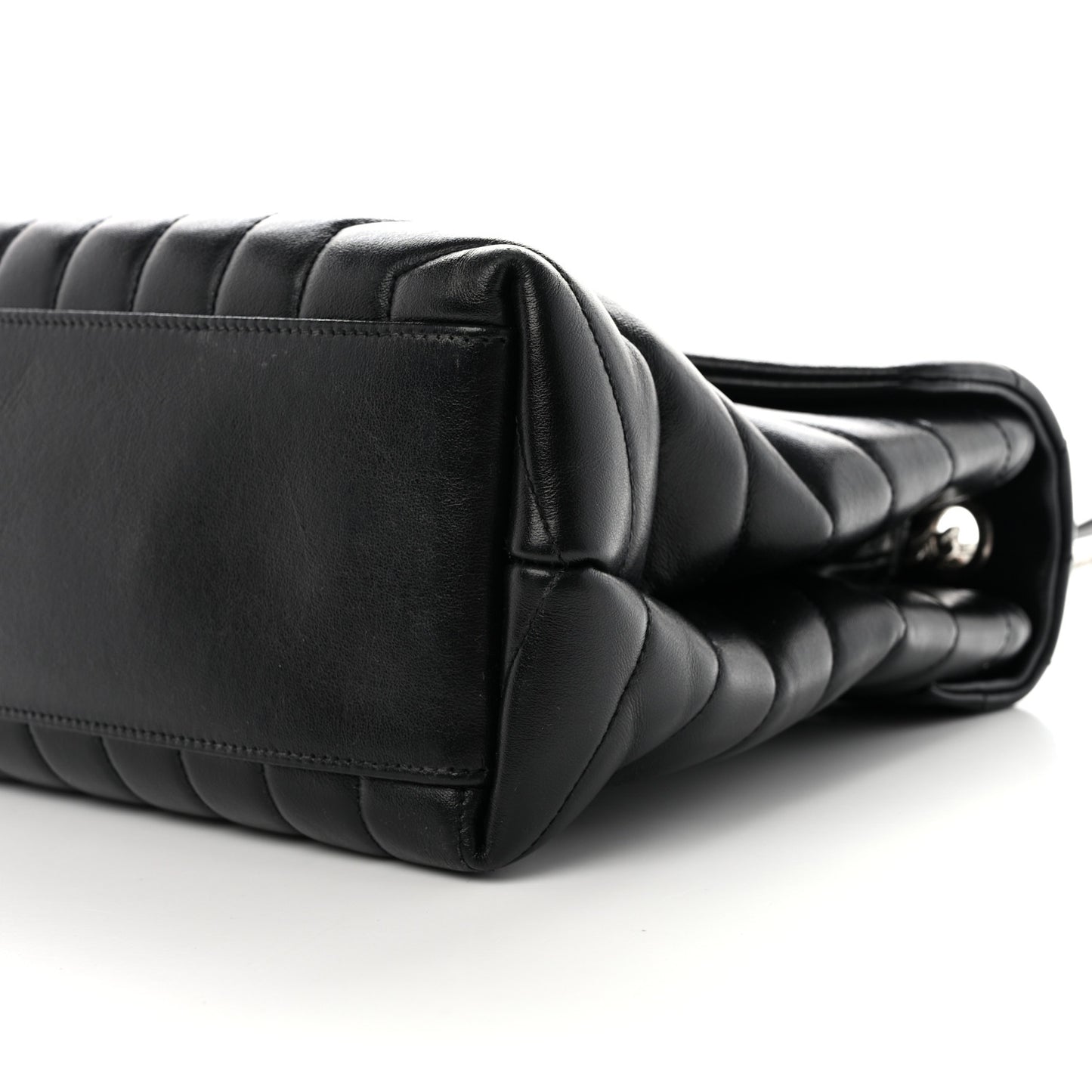 Calfskin Y Quilted Monogram Medium Loulou Chain Satchel Black