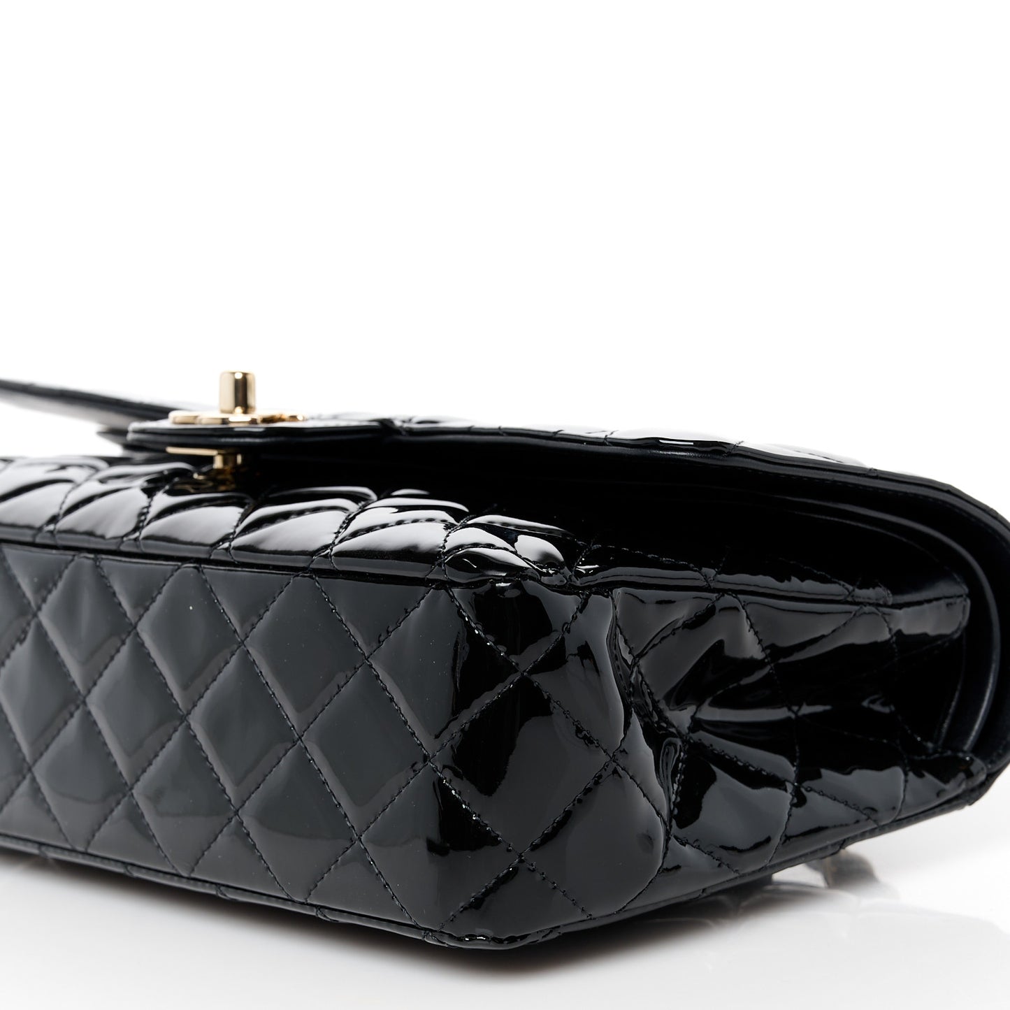 Patent Quilted Medium Double Flap Black