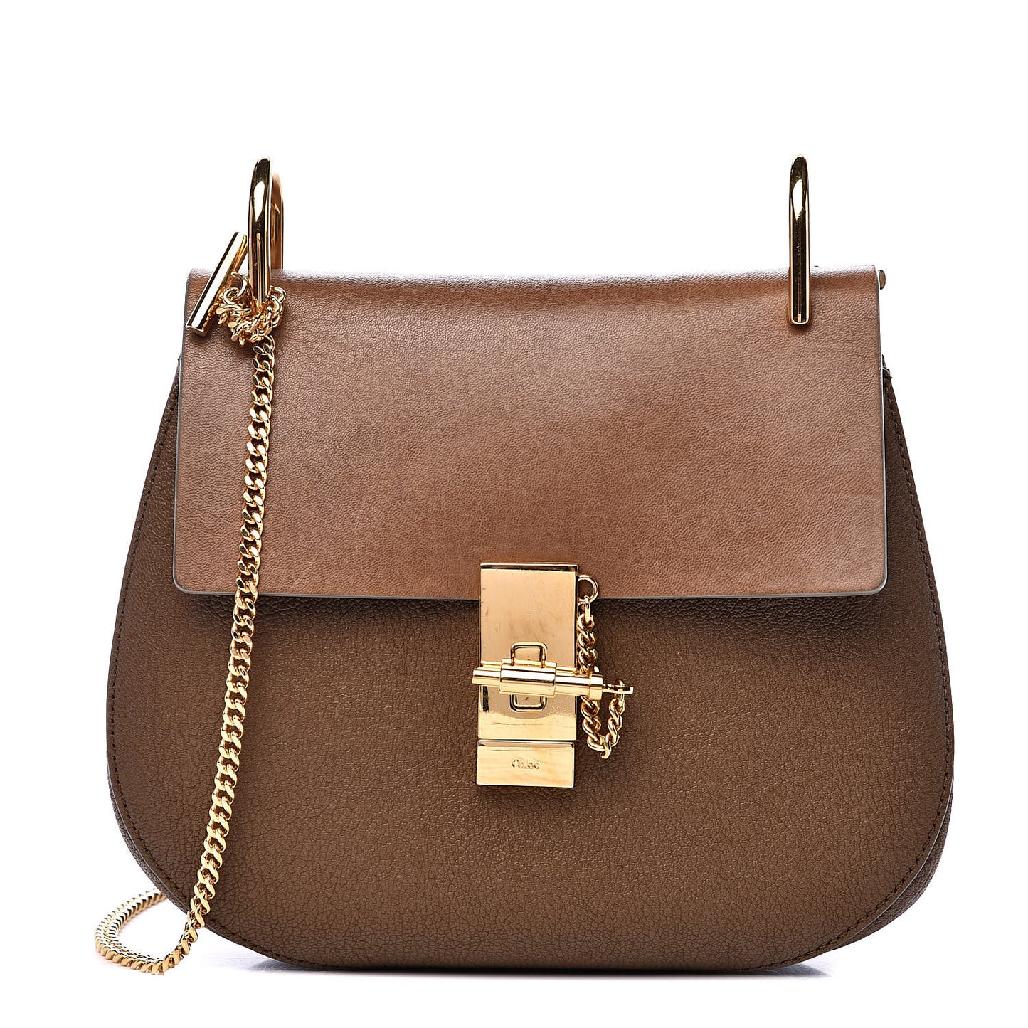 Grained Lambskin Drew Shoulder Bag Woody Khaki