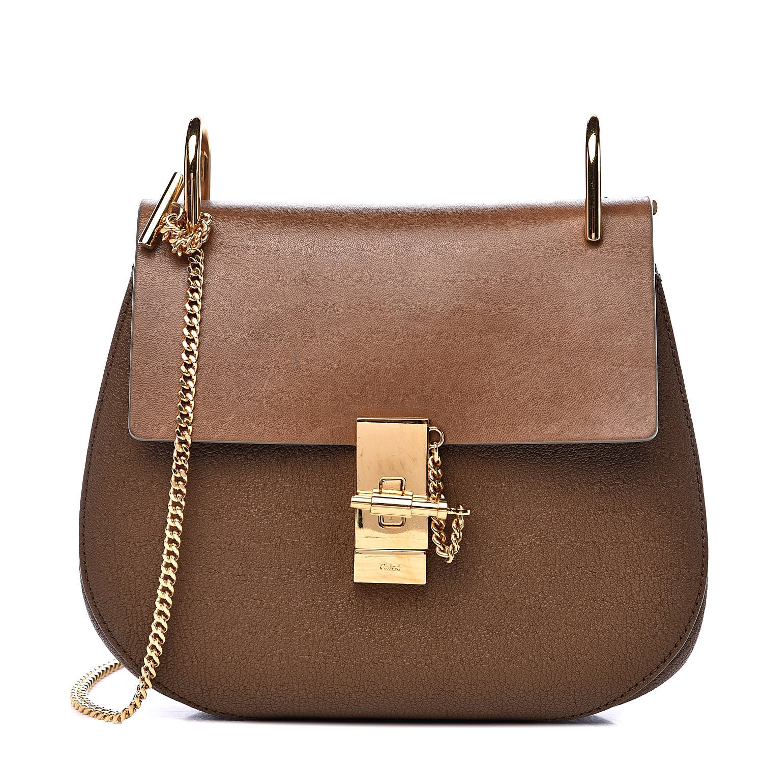 Chloe Grained Lambskin Drew Shoulder Bag Woody Khaki 1 of 11