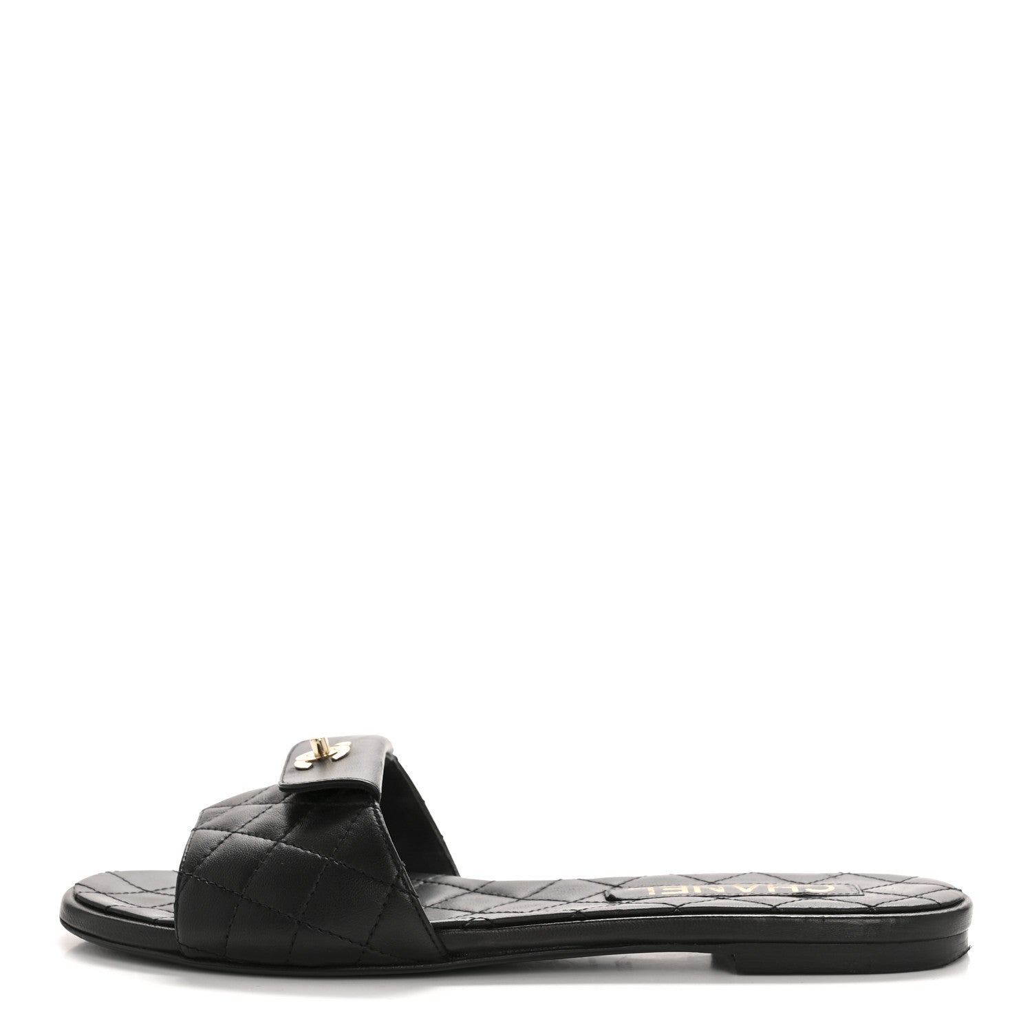Chanel Lambskin Quilted CC Turnlock Sandals 38.5 Black 1 of 8