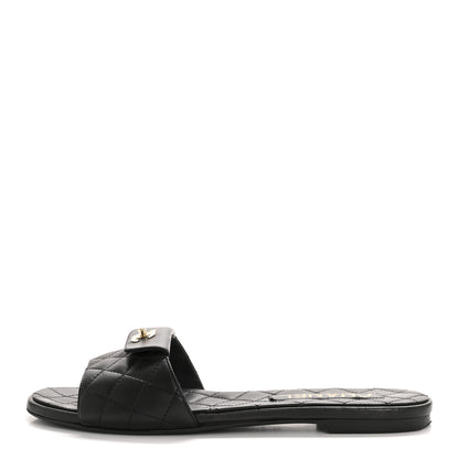 Chanel Lambskin Quilted CC Turnlock Sandals 38.5 Black 1 of 8