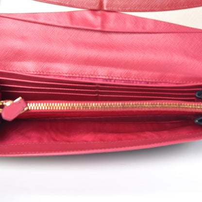 Prada Saffiano Colour Continental Flap Wallet Black Peonia 5 of 9