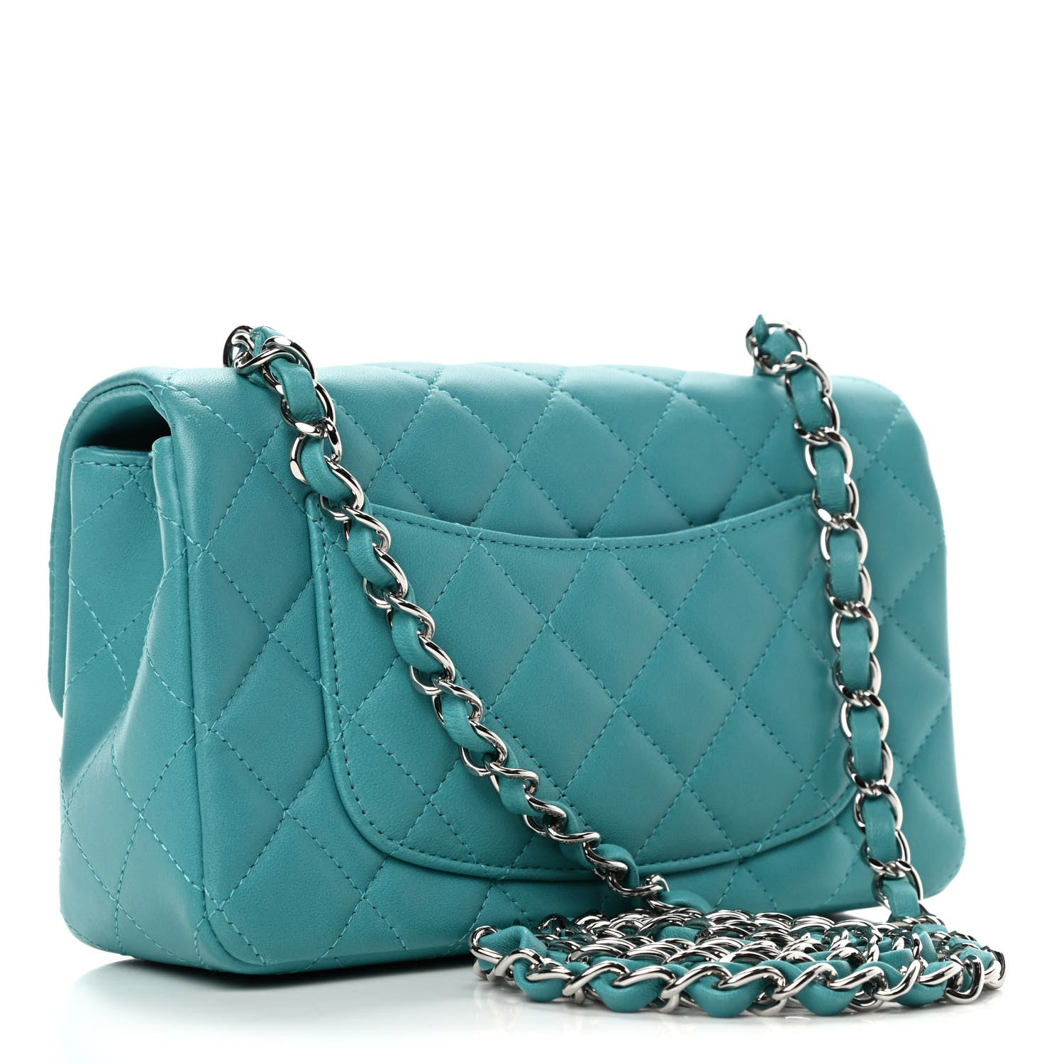 Chanel Lambskin Quilted Mini Rectangular Flap Turquoise 2 of 4