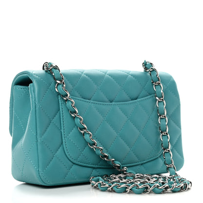 Chanel Lambskin Quilted Mini Rectangular Flap Turquoise 2 of 4