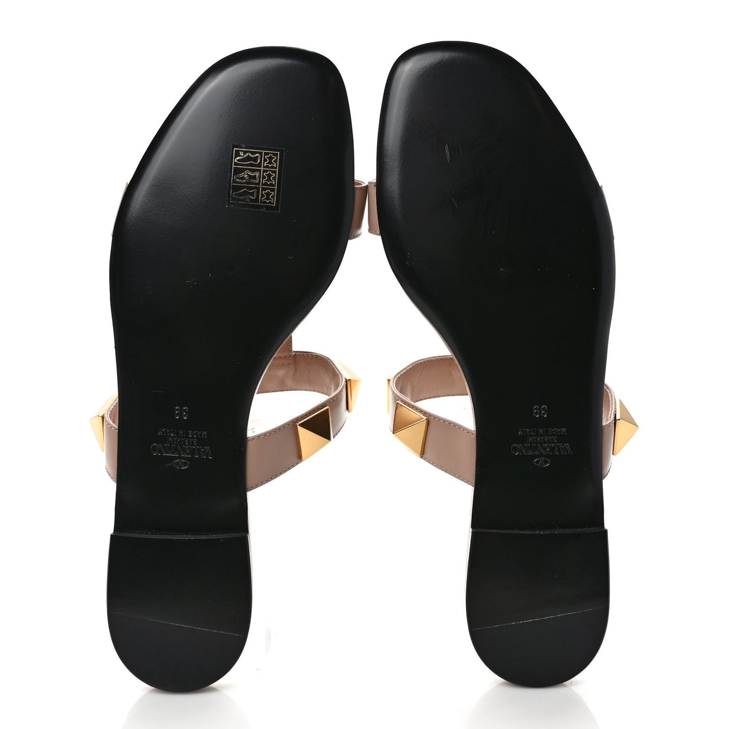 Calfskin Roman Stud Flat Slide Sandals 39 Rose Cannelle
