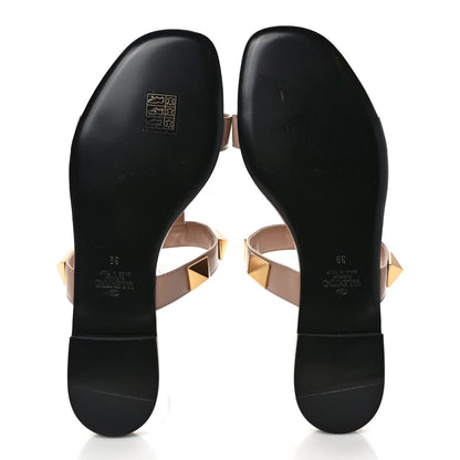 Valentino Garavani Calfskin Roman Stud Flat Slide Sandals 39 Rose Cannelle 5 of 8