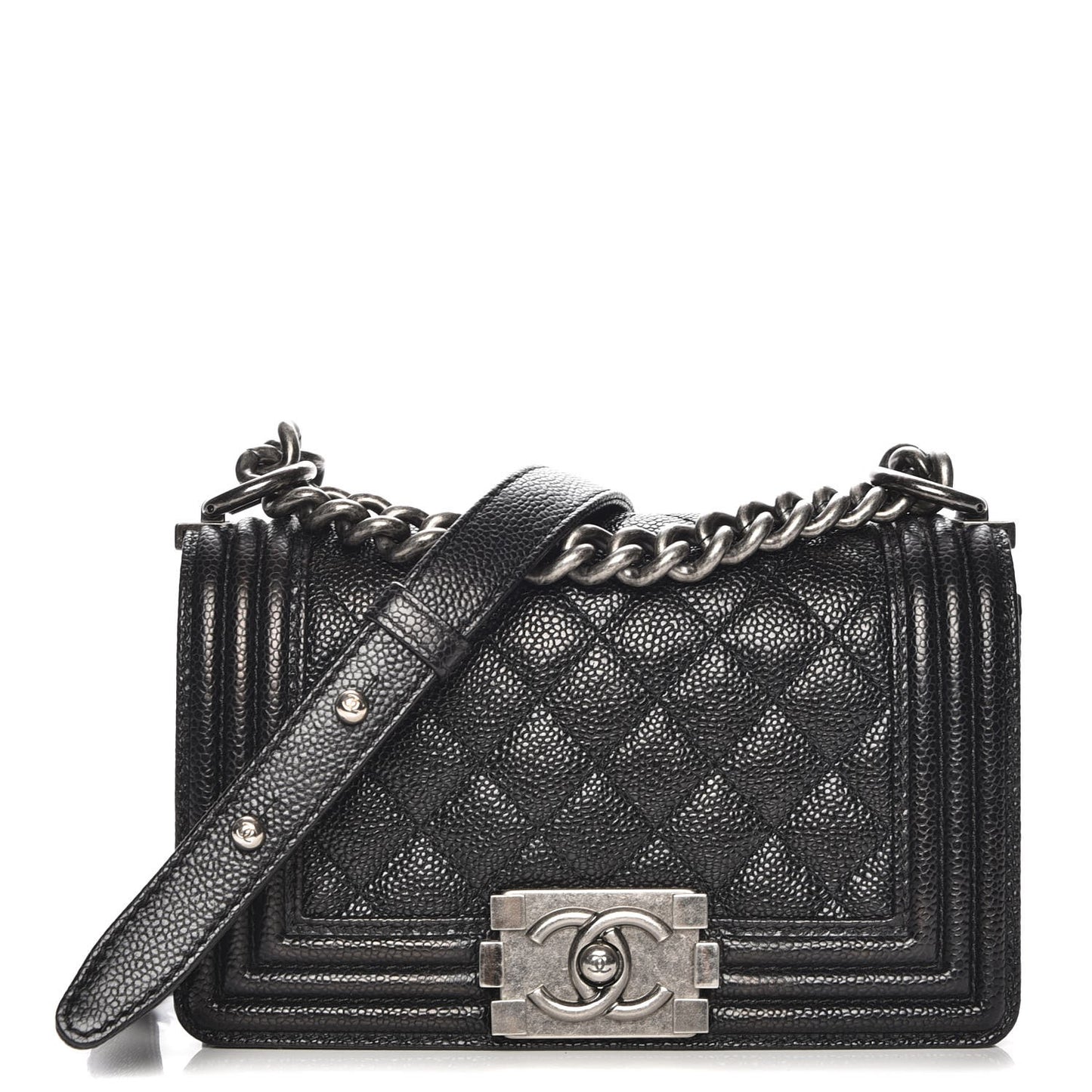 Caviar Quilted Small Boy Flap Black