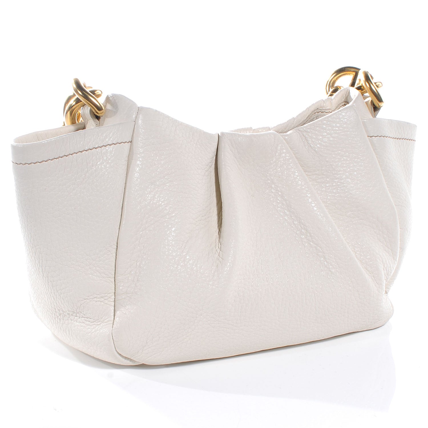 Prada Cervo Pleats Small Shoulder Bag Talco 3 of 9