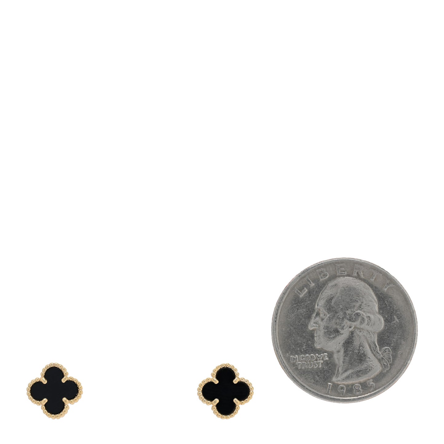 18K Yellow Gold Black Onyx Sweet Alhambra Earrings