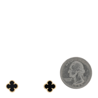 Van Cleef & Arpels 18K Yellow Gold Black Onyx Sweet Alhambra Earrings 2 of 5