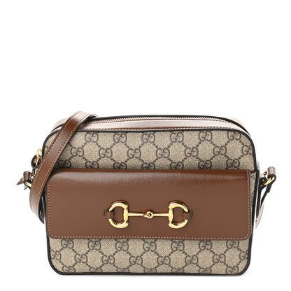 Gucci GG Supreme Monogram Small Horsebit 1955 Shoulder Bag Beige Brown Sugar 1 of 9
