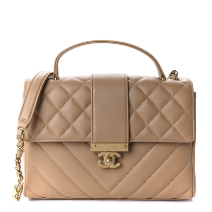 Chanel Calfskin Quilted Chevron In The City Bag Beige 1 of 12