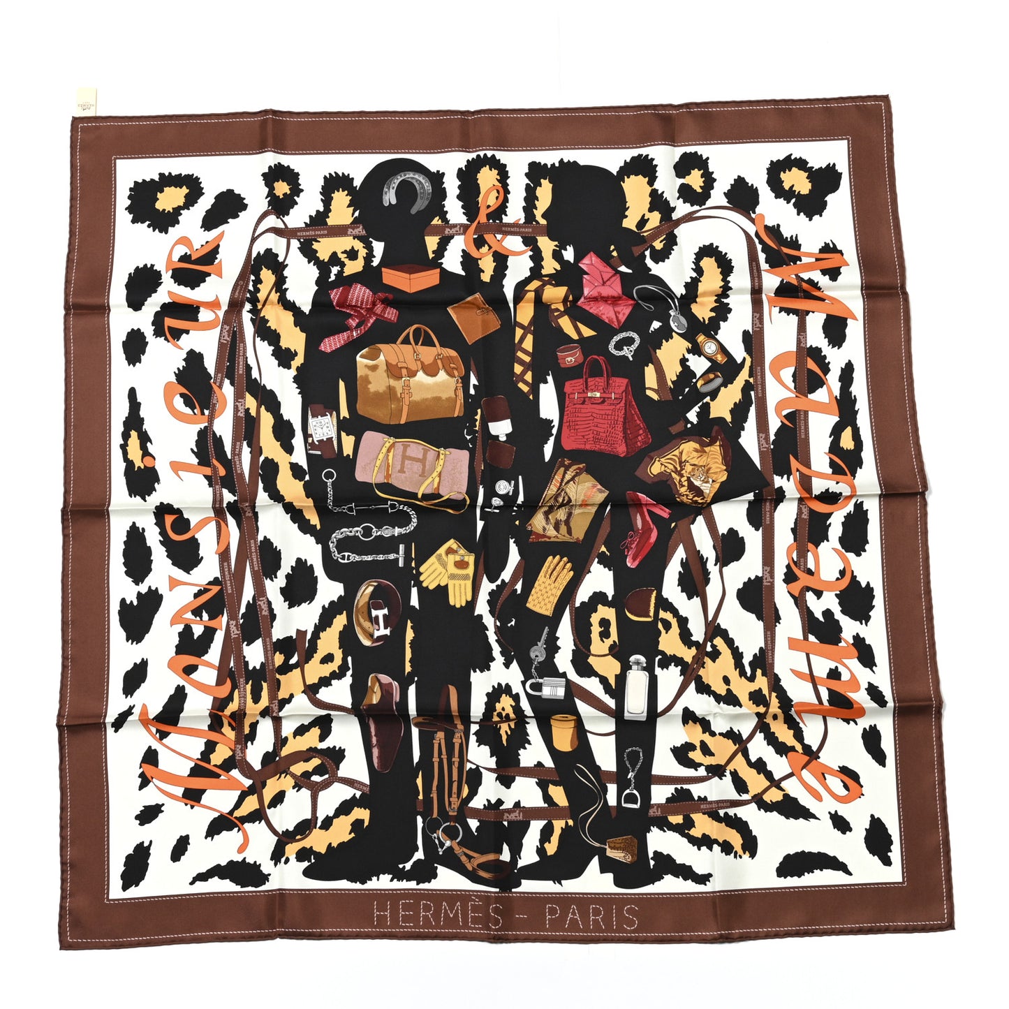 Silk Monsieur et Madame Scarf 90 Chocolat Ivoire Black