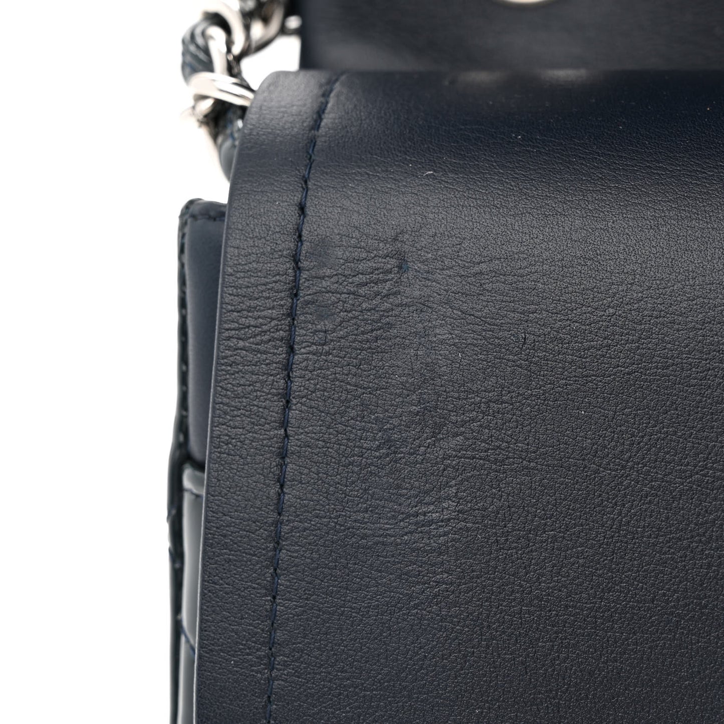 Patent Quilted Jumbo Double Flap Navy