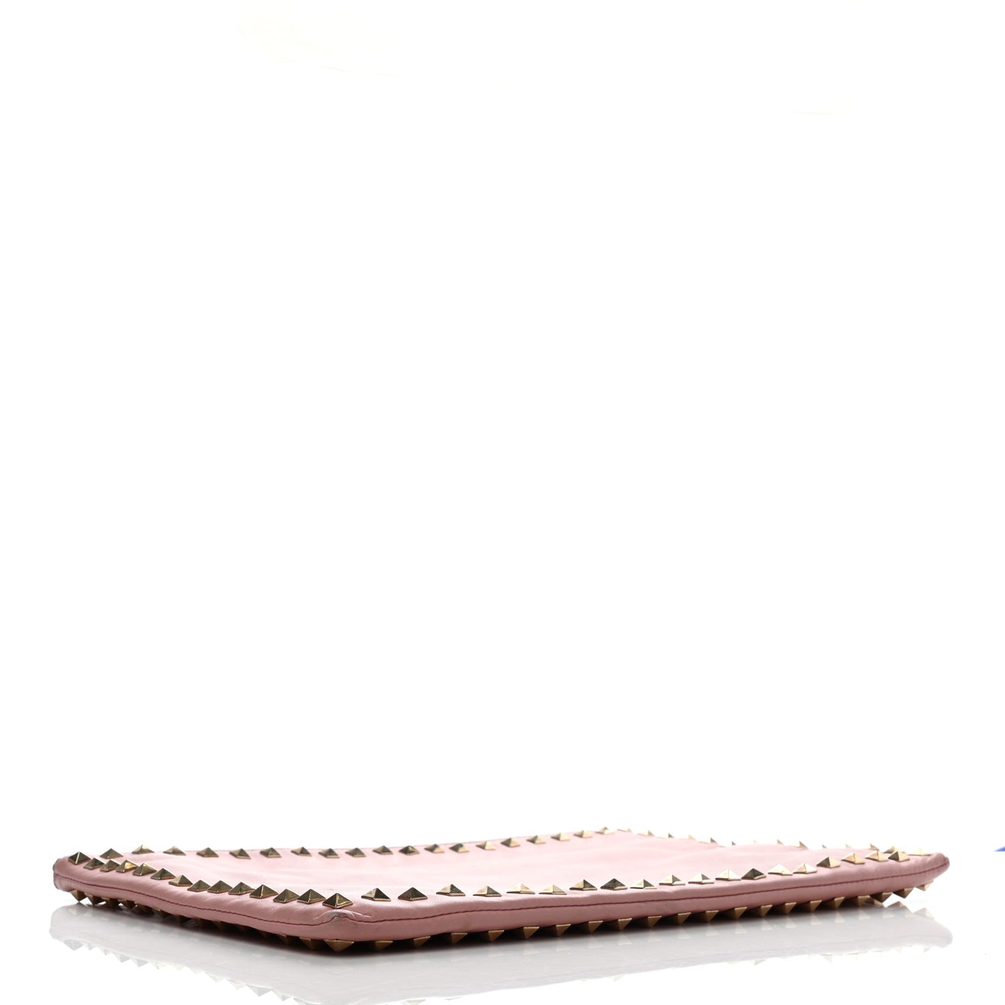 Vitello Large Rockstud Zip Wristlet Pouch Pop Gardenia