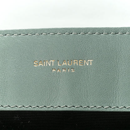 Saint Laurent Suede Calfskin Y Quilted Monogram Small Loulou Chain Satchel Vert Opaline 6 of 13