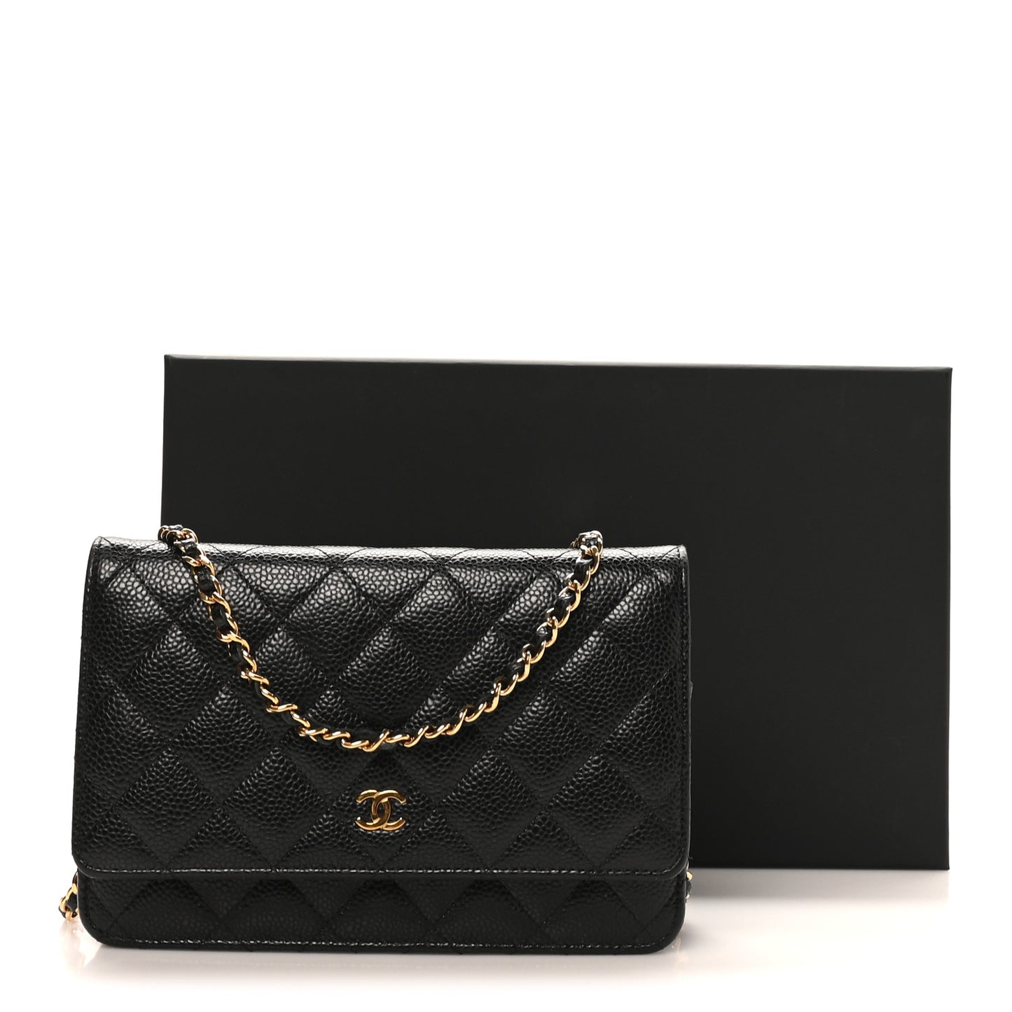 Caviar Quilted Wallet On Chain WOC Black