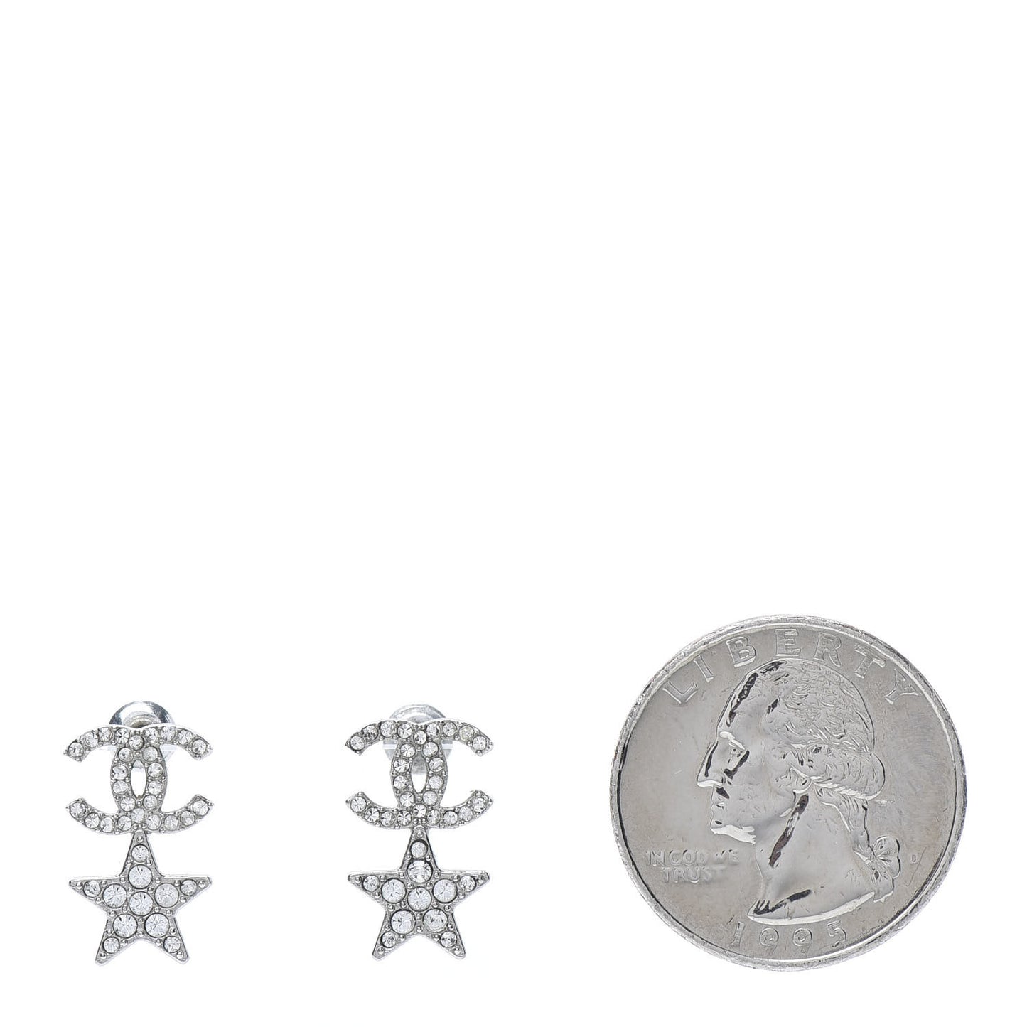 Crystal CC Starfall Drop Earrings Silver