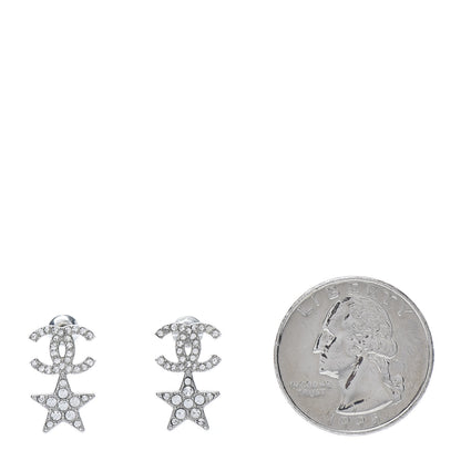 Chanel Crystal CC Starfall Drop Earrings Silver 2 of 5