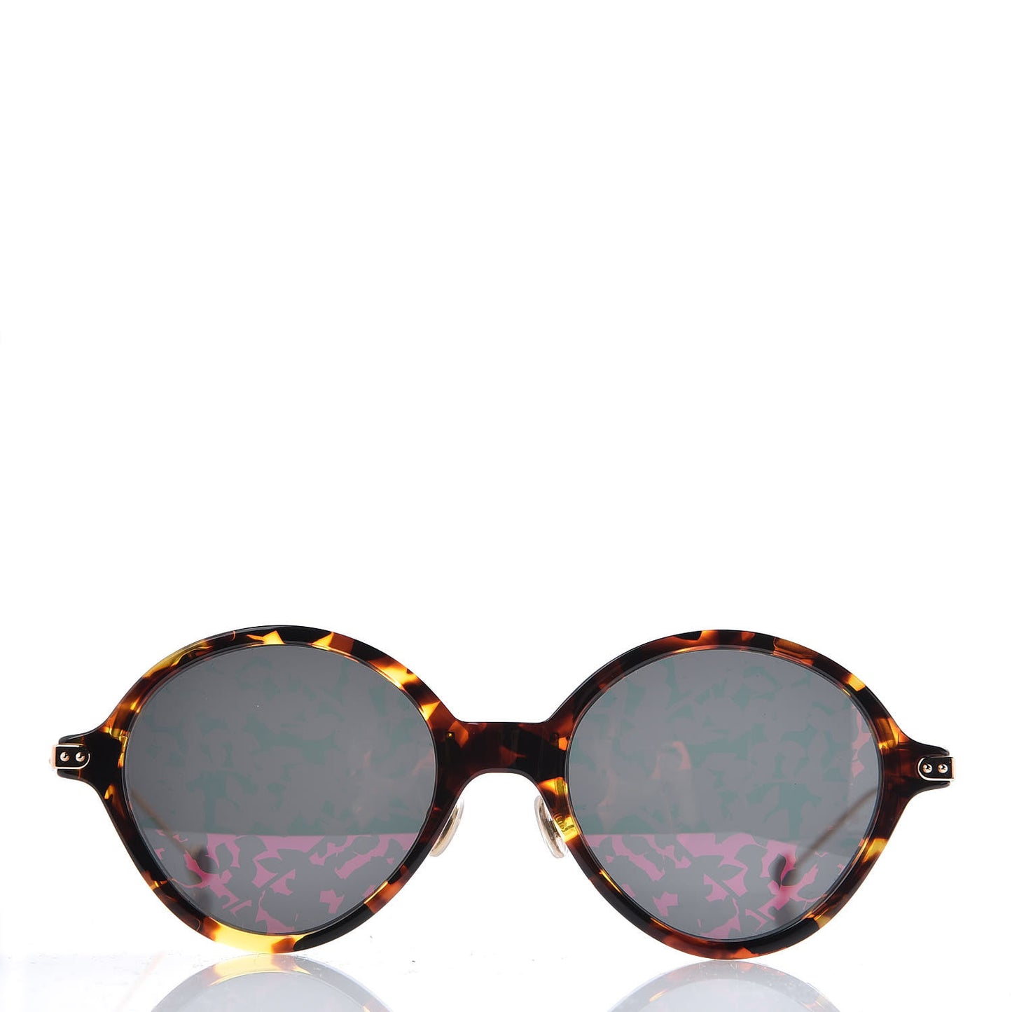 Acetate Leaf Print Umbrage Round Sunglasses Pink Foliage