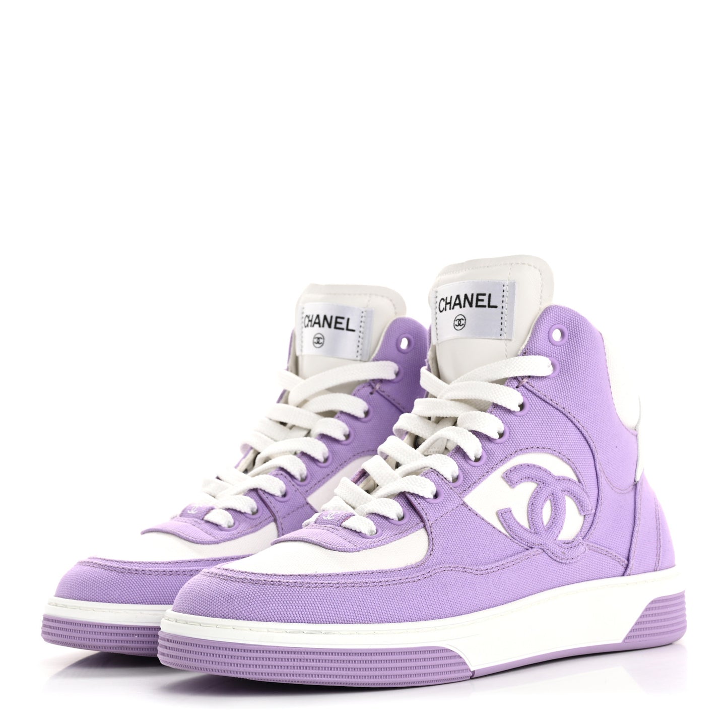 Cotton High Top Sneakers 38 Purple White